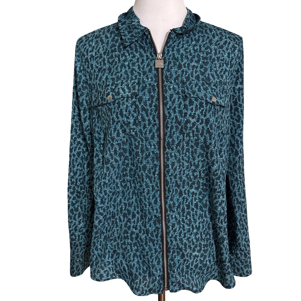 Michael Kors Blue Zip Up Patterned Jacket